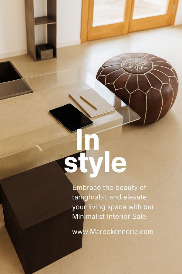 Pouf en cuir rond véritable